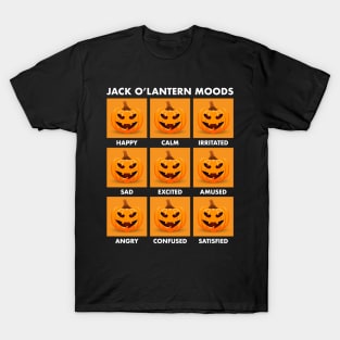 Jack O'Lantern Moods (white-out for dark shirts) T-Shirt